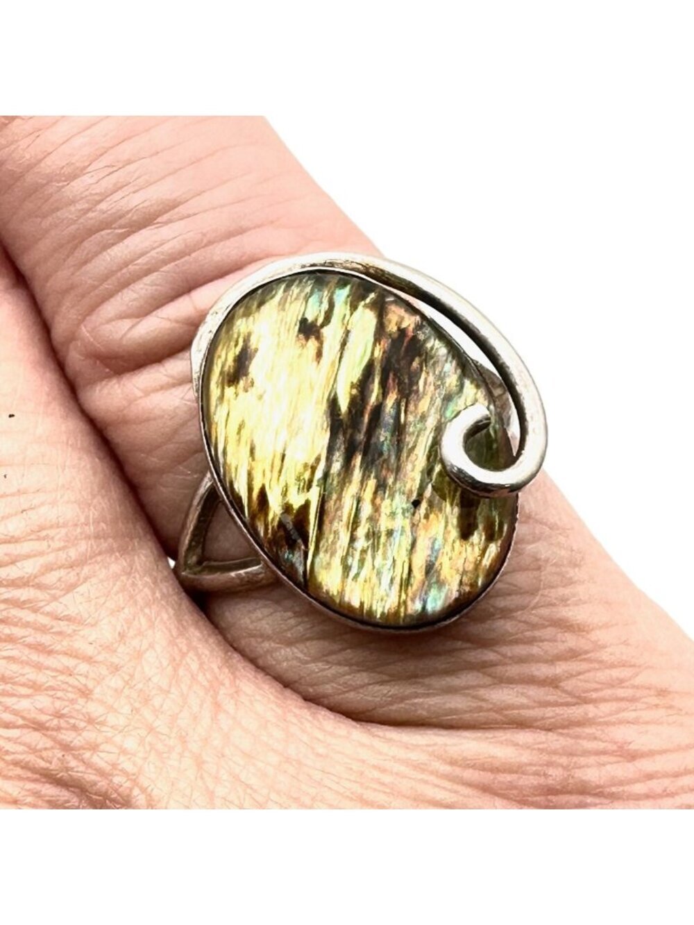American Southwest Womens Ring Abalone Heart Sterling Silver Size 8
